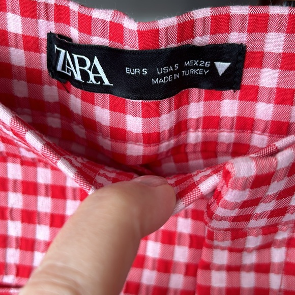 ZARA red/white mini gingham print trousers size small - Picture 10 of 12